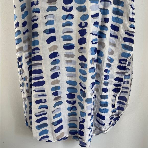 Dolma gauzy cotton blend paint splotch print short sleeve midi maxi dress sz XL - Picture 4 of 10